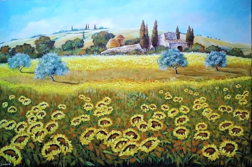 campagna toscana girasoli tela ad olio silvia leoncini