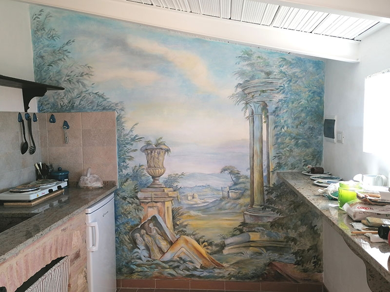 Trompe oeil paesaggio con rovine romane silvia leoncini